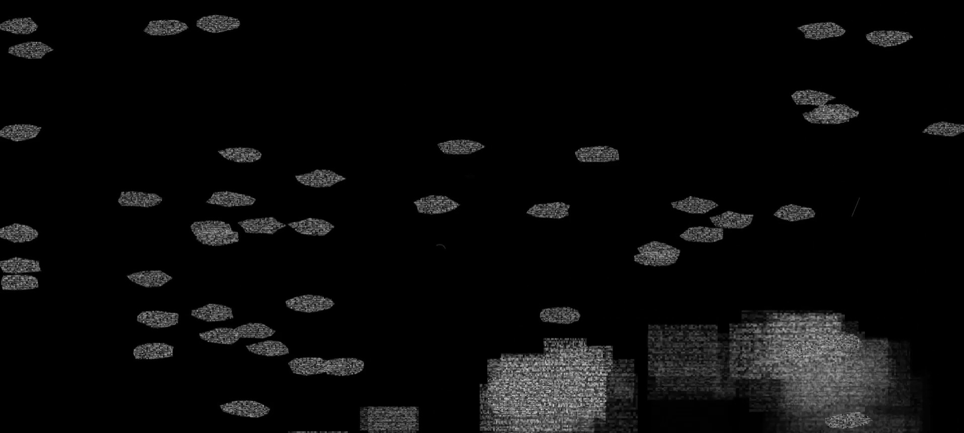 Fragments accumulating across the visual field.